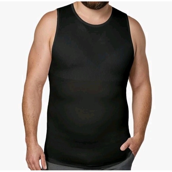 QORE LOGIQ  4XL Gynecomastia Compression Shirt Men - Premium Slimming Black - Picture 1 of 5